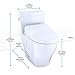 TOTO MW6243056CEFG#01 WASHLET+ Legato One-Piece Elongated 1.28 GPF Toilet and Contemporary WASHLET S550e Bidet Seat, Cotton White