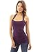 PattyBoutik Women Crochet Inset Ruched Detail Tank Top (Dark Purple Small)