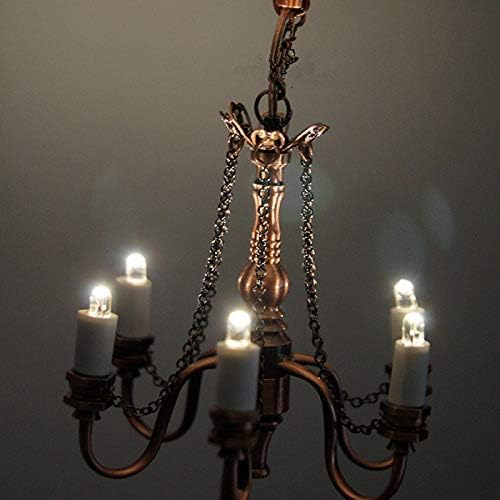 YOO 1/12 Dollhouse Miniature 6-Arm Palace Chandelier LED Ceiling Light(2COLORS) (Retro Color)