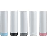 HAYINS 5Pack 20 oz Buletooth Sublimation Printed Speaker Tumbler Straight Skinny Double Wall With Lid (5colors 5pcs)