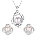 Stunning Flawless Pearl Stud Earrings & Silver Chain Pendant Set| Impeccable Quality Natural, Flawless Freshwater Pearl & 925 Sterling Silver| The Most Unique Fashion Jewelry Set (2 | Pink Pearls)