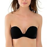La Isla Women's Smooth Demi Shell Shape Removable Pad Multiway Strapless Bra