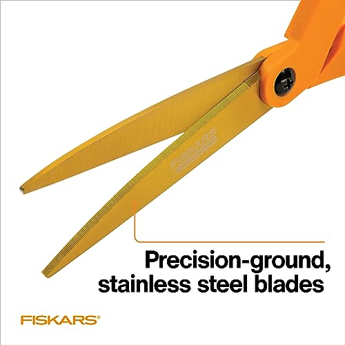 thumbnail interactive-video image 1 of Fiskars 9-Inch Titanium Nitride Shop Shears - Heavy Duty Scissors For Leather, Rope & Plastic 1 of 10