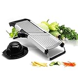 [Upgraded] Mandoline Slicer with Cut-Resistant Gloves and Blade Guard - Adjustable Mandolin Vegetable Slicer and French Fry Cutter, Food Slicer, Vegetable Julienne - Premium Stainless Steel