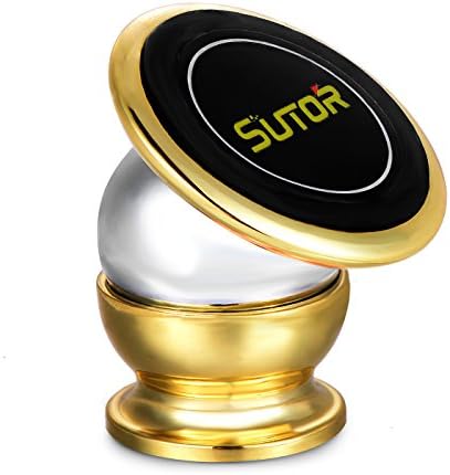 Sutor Magnetic Cell Phone Holder 360 Degree Rotatable Car Mount for Cell Phones on Any Flat Surface (Gold Silver)