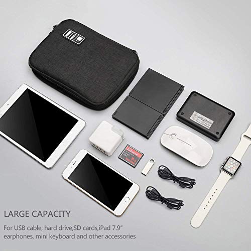 Electronic Organizer, Double Layer Travel Gadget Bag for USB Cable, SD Card, Hard Drive, Power Bank, iPad Mini, etc. with Free Bonus(1 SIM Card Adapter & 1 Velcro Roll) by Tqgoods