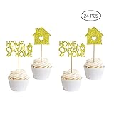 Home Sweet Home Cupcake Toppers-24 Pcs Housewarming Cake Topper Housewarming Gift New Home Cake Topper Home Sweet Home Sign New Home Party Decoration