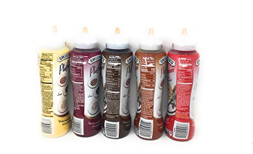 Smucker's Platescrapers Five Flavor Bundle: 19.25 Ounce bottles of Raspberry, Strawberry, Chocolate, Banana, and Caramel