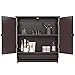 Yaheetech Bathroom/Kitchen Wall Mounted Cabinet Double Door & Hanging Bar Storage Cupboard, Espresso