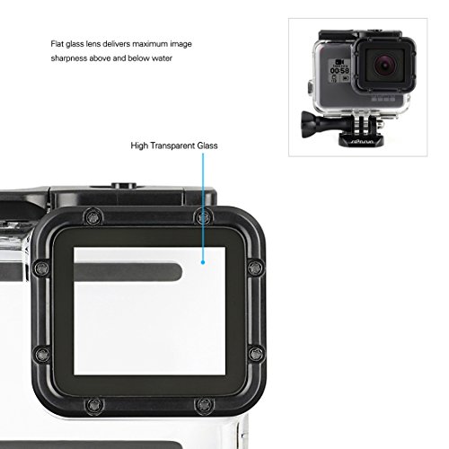 SOONSUN-45m-Waterproof-Dive-Housing-Case-with-3-Pack-Dive-Filters-for-GoPro-HERO5-HERO6-Black-Includes-Skeleton-Backdoor-Quick-Release-Buckle-Thumb-Screw-Tripod-Adapter-and-Silicone-Lens-Cap