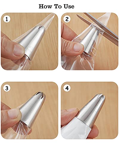 AYOTEE Disposable Anti-Burst Piping Bags and Piping Tips,60 PCS 12 inch icing bags and 8 PCS Icing Tips,Cupcake Piping bags and Tips，Cupcake Piping Set for Baking Cupcake, Cookies and Cake Decorating