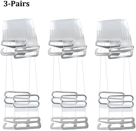 3-Pairs Clear Bra Straps,Stainless Steel Hook Multiple Width Transparent Removable Invisible Replacement Bra Shoulder Straps