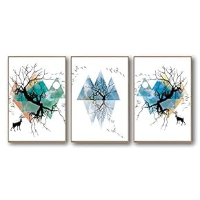 3 Piece Framed Canvas Home Artwork Decoration Abstract Mountain Canvas Wall Art for Living Room, Bedroom - 16"x24"x3 Panels