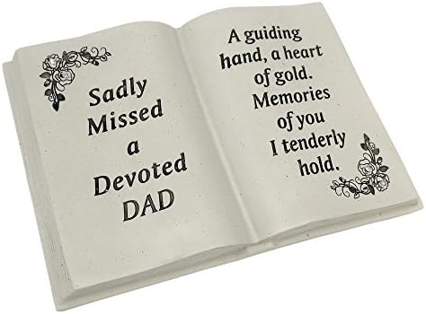 David Fischhoff Dad Floral Design Diamante Memorial Book, Poly Resin, Cream, 19.5 x 7.5 x 13 cm