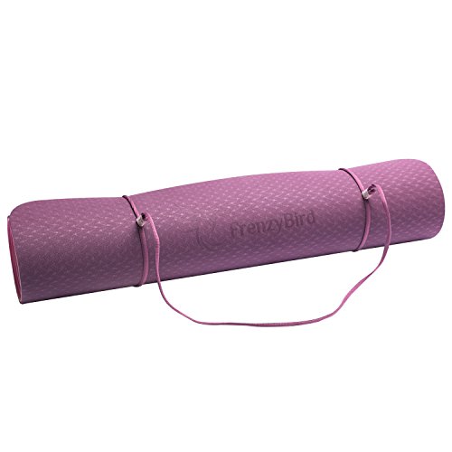 FrenzyBird Eco-Friendly,Reversible,Non-Slip,Double-Sided TPE Yoga Mat with Stretch Strap,Carry Strap and Mat Bag, Free of PVC and Other Harmful Chemicals, Extra-Thick,Ideal for Yogis - Thumbnail 4