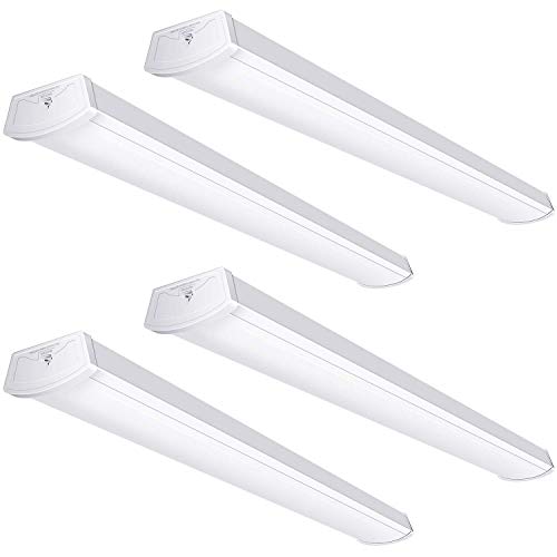 AntLux Linkable 4 Foot LED Wraparound Shop Light Flush Mount Garage Lights, 40W 4400 Lumens, 4000K, 4FT LED Wrap Lights, Linear Puff Ceiling Lighting Fixture, Fluorescent Tube Replacement, 4 Pack