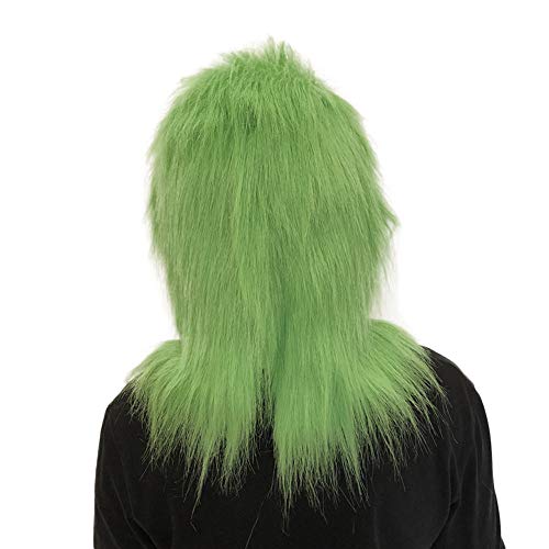 Hisoul Scary Party Mask Melting Face Latex Costume Collectible Prop Cosplay Grinch Mask with Green Fur for Any Occasion, Theme Party, Birthday Party, Masquerade Party - Shipped from US ( A)