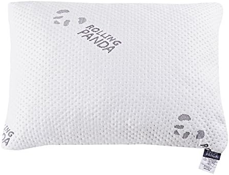 Rolling Panda Shredded Memory Foam Pillow with Viscose Rayon Cover derived from Bamboo - Removable Case (Queen)