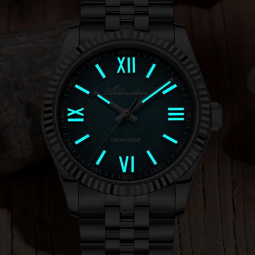 ADDIESDIVE 10.6 MM Luxury Watches for Men Women Roman Numerals Synthetic Sapphire VH Sweep Second Fluted Bezel Casual Wear Unisex Watch