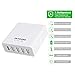 Usb Wall Charger, EKYOUNG 5-Port 40W Desktop Quick 3.0 Charging Station for Multiple Devices iPhone 6/7/6 Plus, Sansung Galaxy S6/S6 Edge Note 5 / 4, iPad Air 2/Mini 3, LG, Nexus and More (White)
