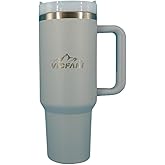 VICFANI Tumbler With Handle, Lid and Straw, 40 oz, Made of Stainless Steel, Double Wall Vacuum Insulated, BPA free, For Water, Iced Tea, Coffee an Juices