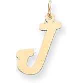The Black Bow 14k Yellow Gold Large Classic Script Initial J Pendant