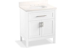 KOHLER 39604-ASB-0 Hadron™ 30" Bathroom Vanity Cabinet with Sink and Quartz top, White