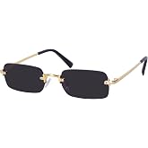 mosanana Rimless Rectangle Sunglasses for Women Small Trendy 2026 MS52598 | Frameless Style, UV400 Protection, Ideal for Street Style, Concerts and Daily Wear