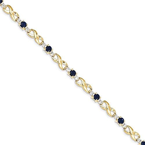 IceCarats 14k Yellow Gold Diamond Sapphire Round Bracelet 7 Inch Infinity Gemstone