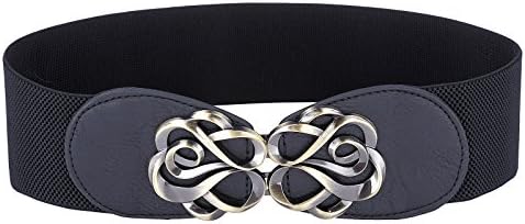 Womens Plus Size Belts Elastic Waistbelt for Retro Dress Black Size XL CL0413-1