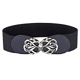 Women Retro Elastic Waist Metal Interlock Buckle Size S CL0413-1
