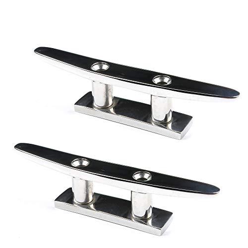 Thorn Mooring Boat Dock Cleat Marine Stainless Steel Flat Top 2 Holes (8-in,2-Pack)