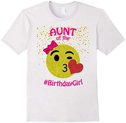 Mens Emoji Aunt of the Birthday Girl Pink Letters Shirt 2XL White