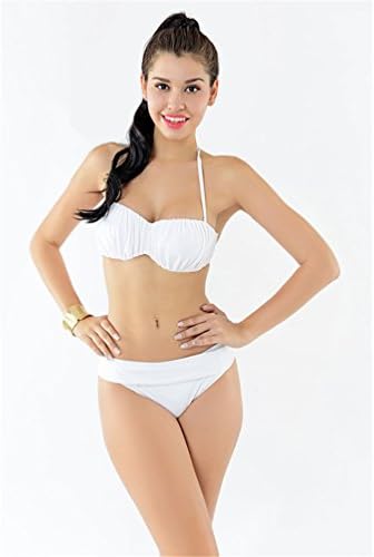 Wildsea Women's 2 Piece Halter Bikini Swimwear Pure Color Wrinkle Bathing Suit