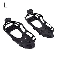 Qii lu Anti-Skid Snow Grips, Outdoor Ice Grips Snow Spikes Grips Mountain Climbing Footwear Ice Traction Cleats  for Shoes Boots,Black(L)