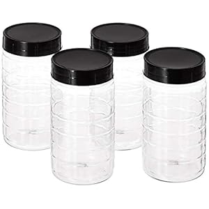 Amazon Brand – Solimo Spice Jar, 200 ml, Set of 4, Black