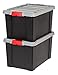 IRIS USA 586530 Heavy Duty Stackable Utility Tote, 19 GAL, Black, 2 Count