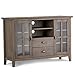 SIMPLIHOME Artisan SOLID WOOD Universal TV Media Stand, 53 Inch Wide, Contemporary, Living Room Entertainment Center, for Flat Screen TVs up to 60 Inch in Distressed Grey