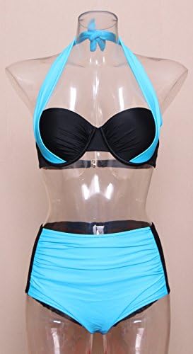 HaiCoo Womens High Waisted Two Pieces Swimsuit Halter Push Up Bikini Pin Up Clearance