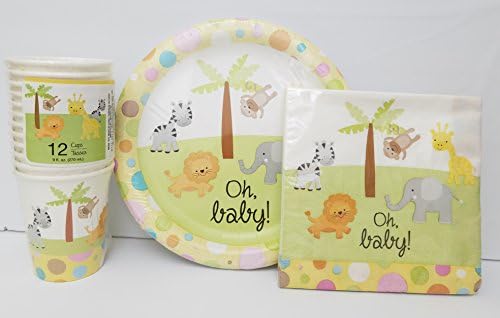 Baby Shower Themed Party Pack with Plates, Napkins and Cups (Oh, baby! Yellow)