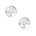 Tiny Round Circle Family Tree of Life Stud Earrings For Women Teen Wishing Tree 925 Sterling Silver
