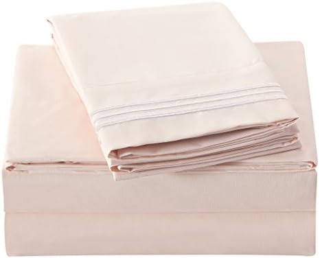 Bluedotsky Bedding - Luxury Hotel Collection - 100% Brushed Microfiber - Egyptian Quality Sheet Set - Deep Pockets - Hypoallergenic - Wrinkle and Stain Resistant - 4 Piece - King, Shell Pink