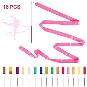 ChangSheng 16 Pcs Colors Rhythmic Gymnastics Ribbon, Silk Ribbon For Children’s Toys And Wedding Steamers, Party…