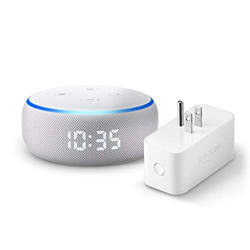 Echo Dot (3rd Gen) with Clock and Amazon Smart Plug Sandstone ALPHAGK
