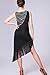 ZLTdream Lady's Latin Tango Rumba Cha Cha Belly Dance Sequin Party Fishtail Fringe Dress with Underwear Tassel