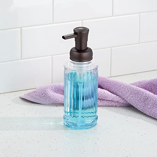 mDesign Round Plastic Refillable Foaming Hand Soap Dispenser Pump Bottle for Bathroom Vanities
