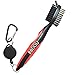 Golf Club Brush and Club Groove Cleaner 2 Feet Retractable Zip-line Aluminum Carabiner,Wire,Nylon Brush and Spike Cleaning Tool,Ergonomic Design, Easily Attaches to Golf Bag
