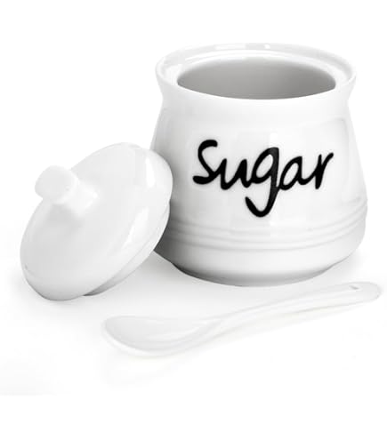 Sucrier En Céramique, Blanc Avec Couvercle En Bois 8 Cm Couleur: Blanc