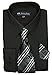 Fortino Landi Men's Long Sleeve Dress Shirt with Matching Tie and Handkerchief (18-18.5” Neck 34/35” Sleeve (XXLarge), Black)