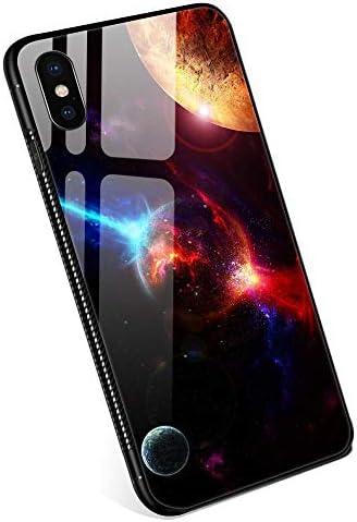 iPhone Xs Max Case, 9H Tempered Glass iPhone Xs Max Cases, Abstract Planets Pattern Design Shockproof Anti-Scratch Case for Apple iPhone Xs Max 6.5 inch Abstract Planets